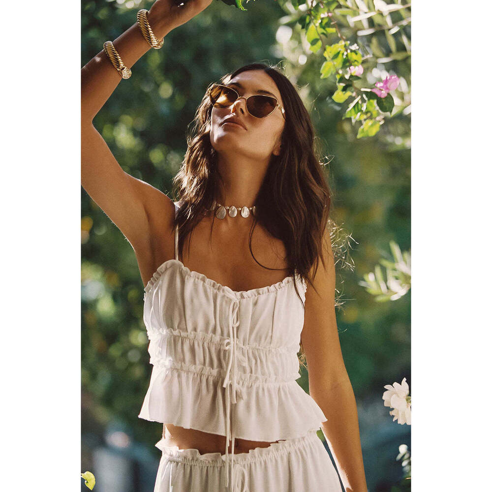 12th Tribe Dahlia White Satin Tank Size SS